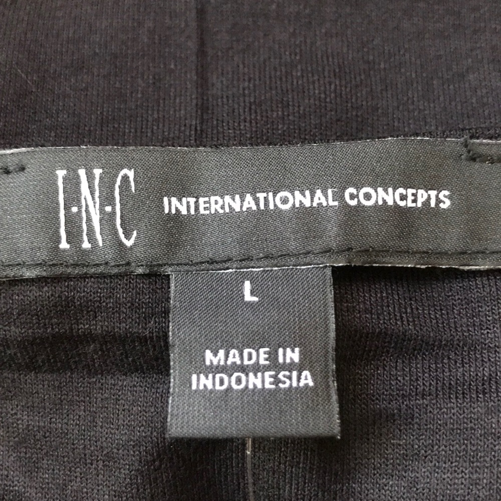 INC black v-neck dress w/kerchief hem, size L - Picture 5 of 7